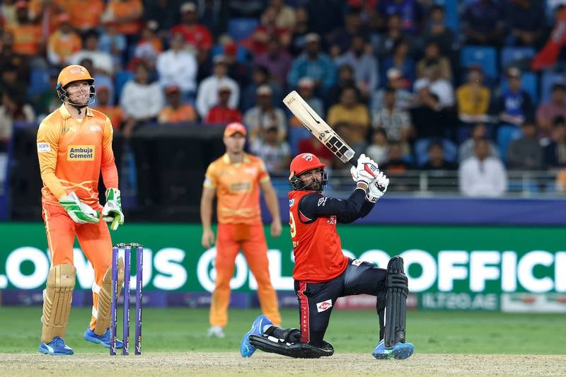 Gerhard Erasmus kept wicket in the ILT20 final after injury and unavilability deprived Gulf Giants of two other keepers. Photo: Deepak Malik / CREIMAS