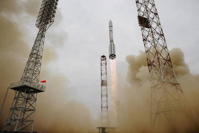 SpaceX competitor Russia launches its Proton-M rocket carrying the ExoMars 2016 spacecraft from the Russian-leased Baikonur cosmodrome. The spacecraft will end its mission on Friday after travelling almost seven billion kilometres to the Red Planet. ESA /Stephane Corvaia.
