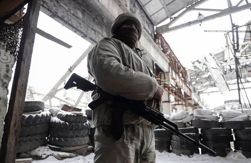 A Ukrainian serviceman patrols the front line near Avdiivka village, not far from the pro-Russian militant-controlled city of Donetsk, Ukraine. EPA