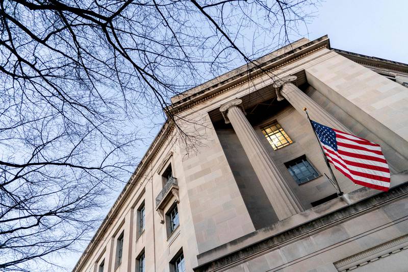 The Department of Justice building in Washington. The department accused Evgeny Viktorovich Gladkikh of conspiring with others to hack the systems of a foreign refinery and install malware. AFP