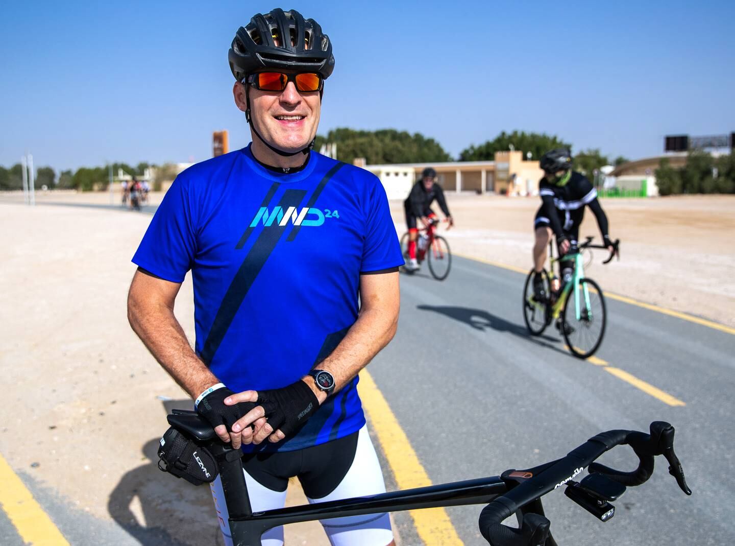 Sandy Stirling has been putting in the hours at Al Qudra Cycle Track in the lead-up to the challenge. Victor Besa / The National