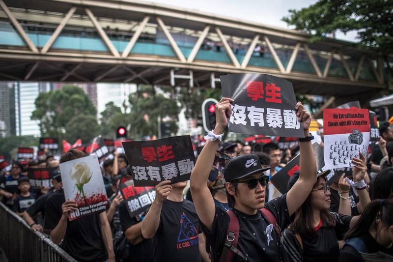 Protesters take part in a rally to demand a complete withdrawal of an extradition bill in Hong Kong, China. EPA