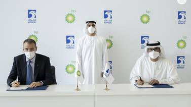 An image that illustrates this article Adnoc and Masdar deepen clean hydrogen pact with BP