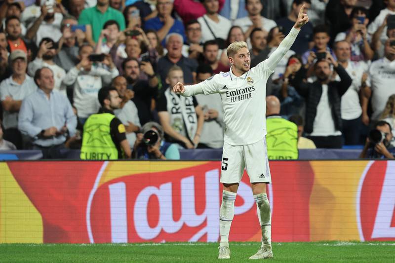 CM Fede Valverde (Real Madrid). Once again, Valverde raised the standard for the European champions after an uncertain start to a Champions League game. The midfielder showed his qualities defensively and in breaking into attacking positions. AFP