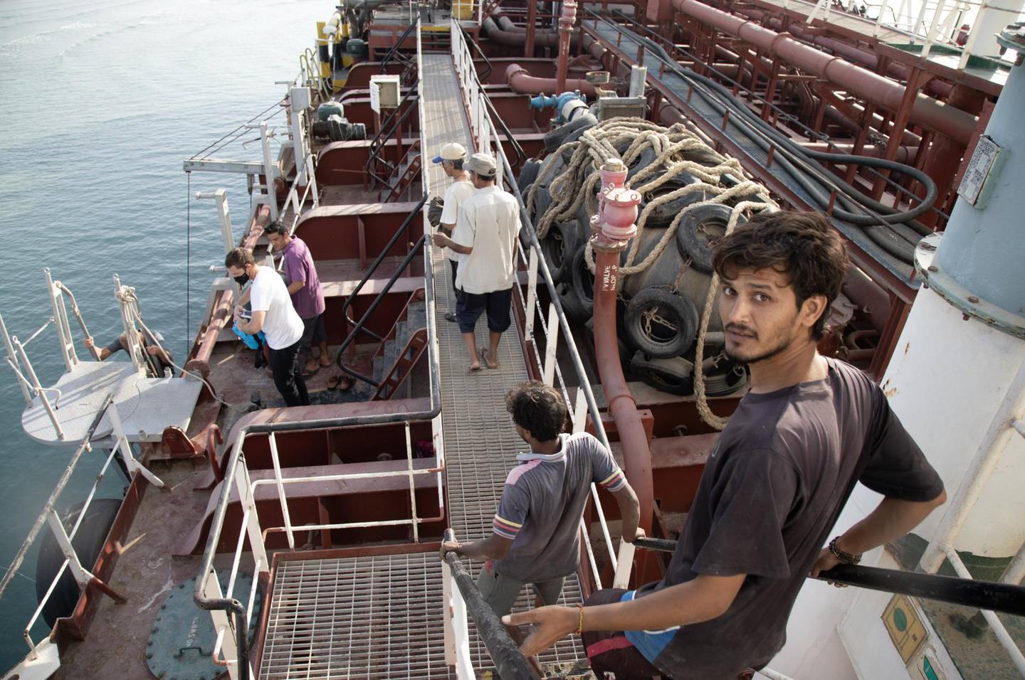 On board Mt Iba that ran aground in Umm Al Quwain on January 22. Nick Webster/The National