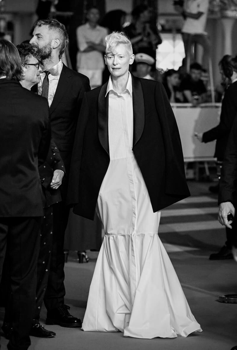 Tilda Swinton attends the screening of 'R.M.N' at Palais des Festivals on May 21, 2022 in Cannes, France. Getty Images