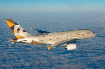   Etihad Airways reports 5th year of consecutive net profit in 2015 (Courtesy Etihad Airways) *** Local Caption ***  Etihad Airways' Airbus A380.jpg