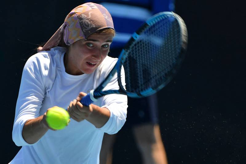 Meshkatolzahra Safi became the first ever player from Iran to win a Grand Slam junior match during the Australian Open. AFP