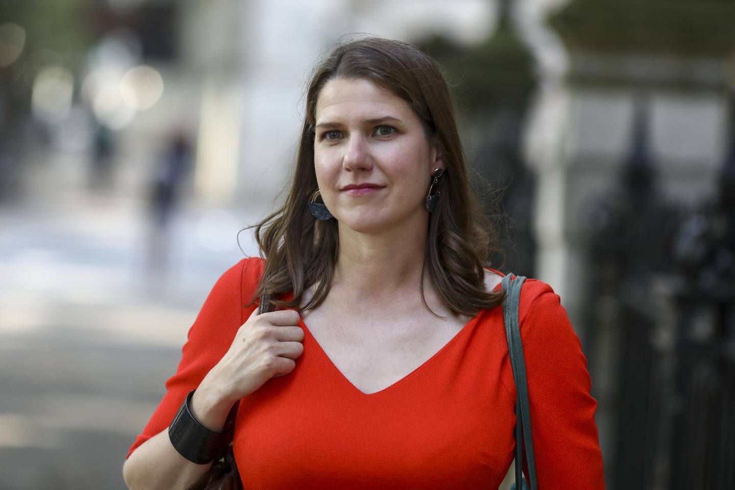 Jo Swinson, leader of the Liberal Democrats, leaves Millbank Studios after giving a media interview in London, U.K., on Tuesday, Aug. 27, 2019. Swinson told BBC Radio 4 her preference is for legislation to mandate the government to seek a Brexit extension. Photographer: Simon Dawson/Bloomberg