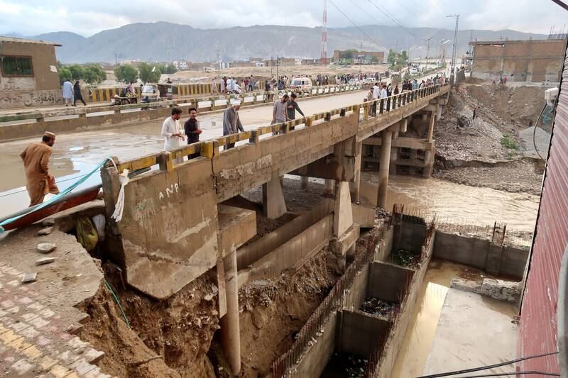 A damaged bridge in Quetta. EPA