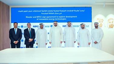 An image that illustrates this article Masdar and NPCC to explore renewable energy opportunities