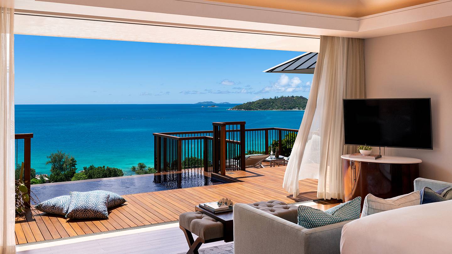 Raffles Seychelles offers an all-villa resort with endless Indian Ocean views. Photo: Raffles Hotels & Resorts