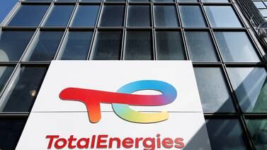 A TotalEnergies sign in Paris. The company is part of a consortium that will build the 1,500-megawatt Mphanda Nkuwa dam on the Zambezi river. Reuters