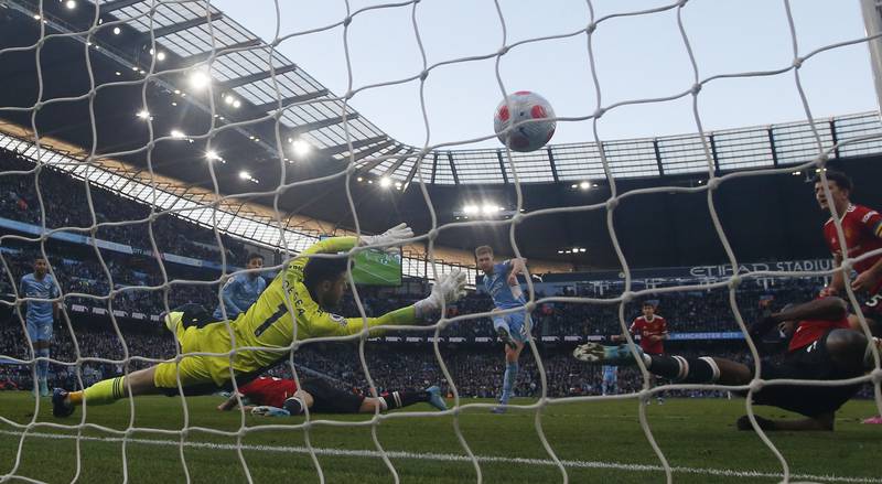 Kevin De Bruyne scores City's second goal. Reuters