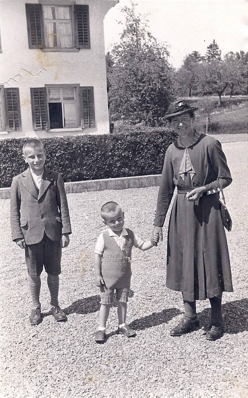 A young Bishop Paul Hinder with his mother and brother in Switzerland.