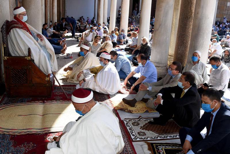Believers gather in a mosque in Tunis. Tunisia. AP Photo