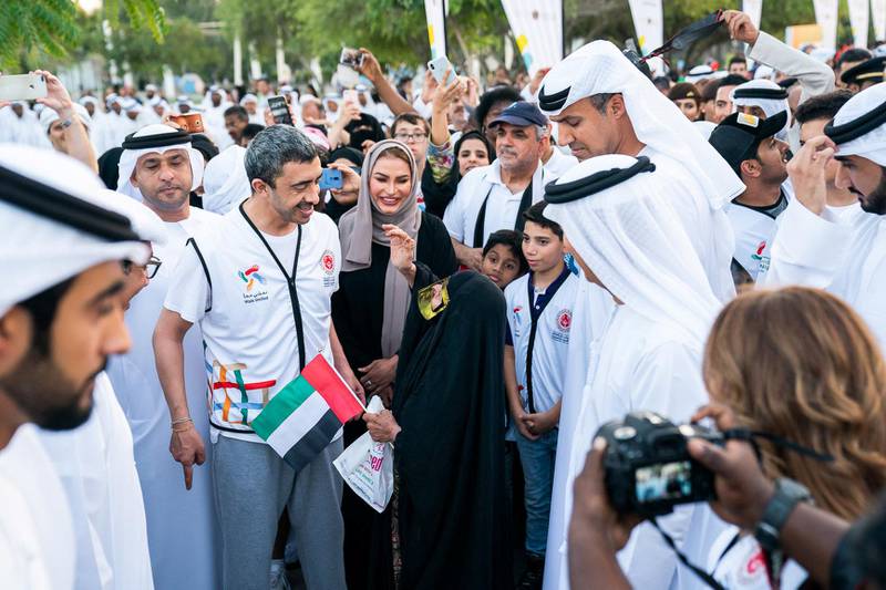 Sheikh Abdullah bin Zayed, Minister of Foreign Affairs and International Co-operation, at the Walk of Tolerance in Umm Al Emarat Park. Wam