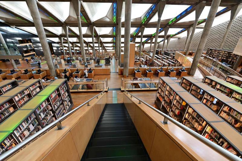 The interior of the Bibliotheca Alexandrina library in Egypt's northern coastal city of Alexandria. AFP