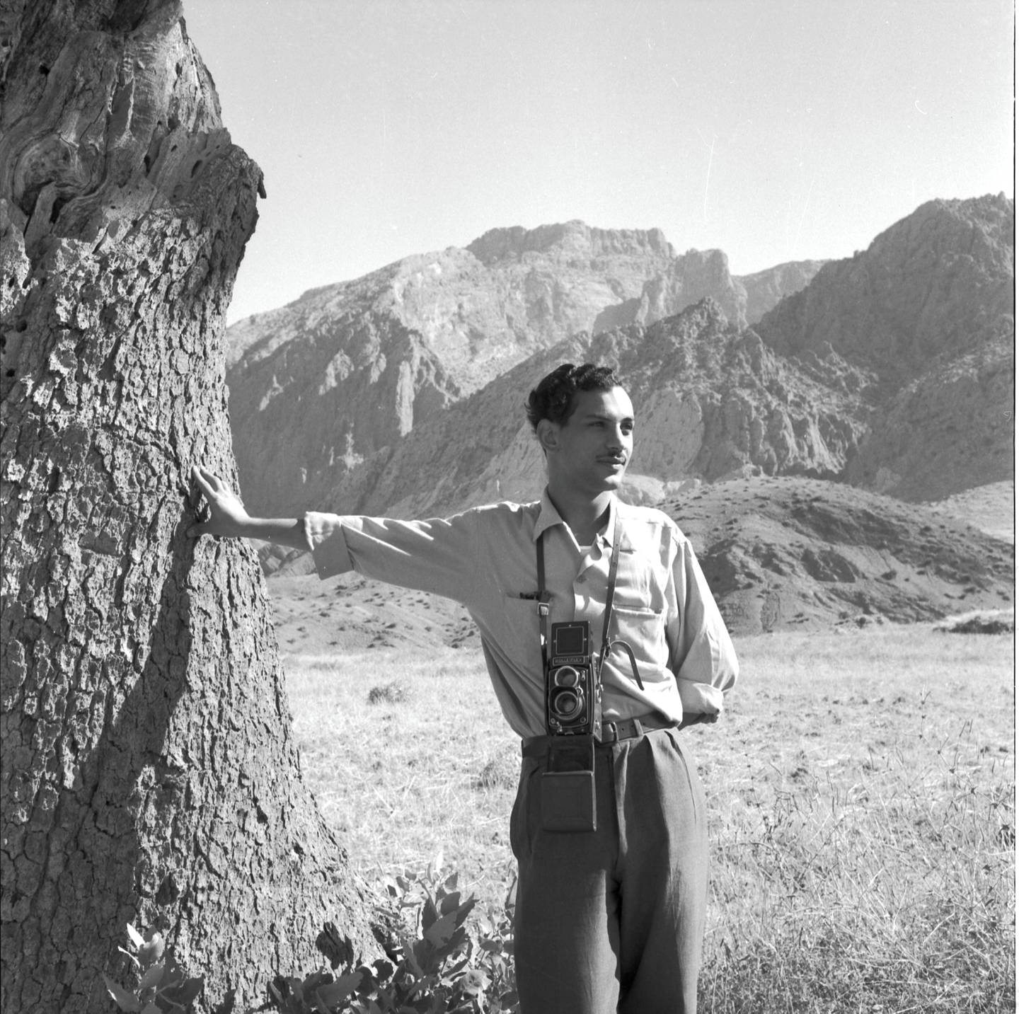 Latif Al-Ani, Photographer Latif Al-Ani in the North of Iraq. Gelatin silver negative on film, 6 x 6 cm. Latif Al-Ani Collection  