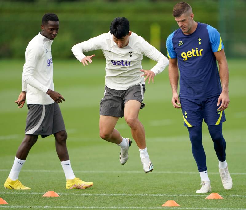 Tottenham attacker Son Heung-min during training. PA