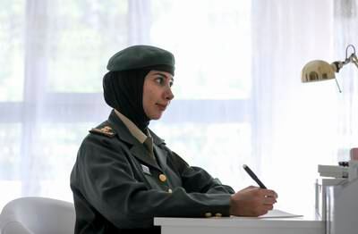 After graduating from high school, First Lt Al Dhaheri underwent intense military training for four months, before enrolling at Abu Dhabi University to study chemical engineering. Khushnum Bhandari / The National