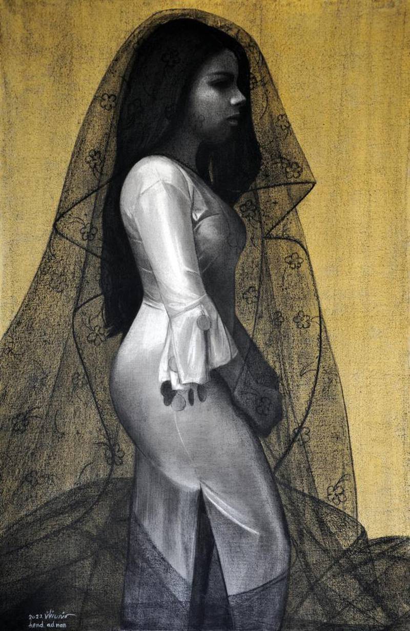 Egyptian artist Hind Adnan's painting Eclipsed. Photo: Art Cairo