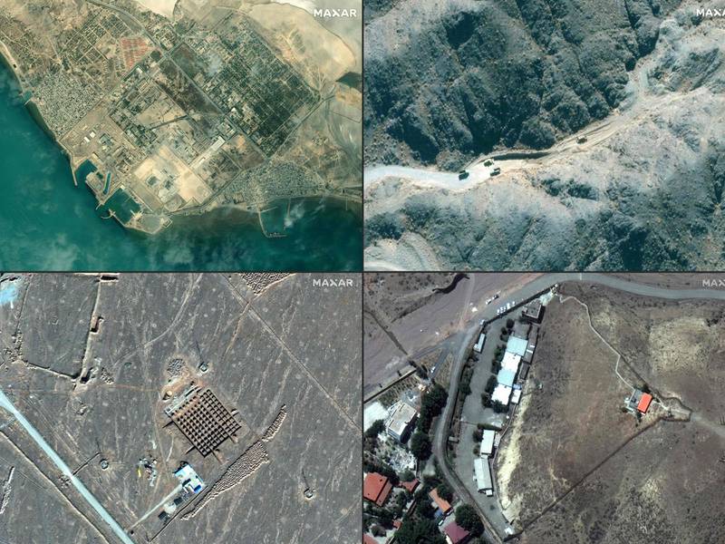 Satellite images collected of Iran's various nuclear facilities taken over the past two years. AFP