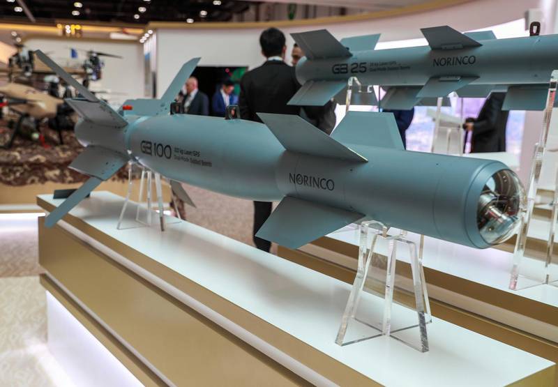 Abu Dhabi, U.A.E., February 17, 2019. INTERNATIONAL DEFENCE EXHIBITION AND CONFERENCE  2019 (IDEX) Day 1--  The Norinco 100 kg Laser/ GPS Dual-Mode Guided Bomb.Victor Besa/The NationalSection:  NAReporter;