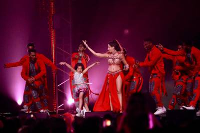 Nora Fatehi shared the stage with a young dancer, Kashni from Abu Dhabi, who she found via an Instagram scout. 