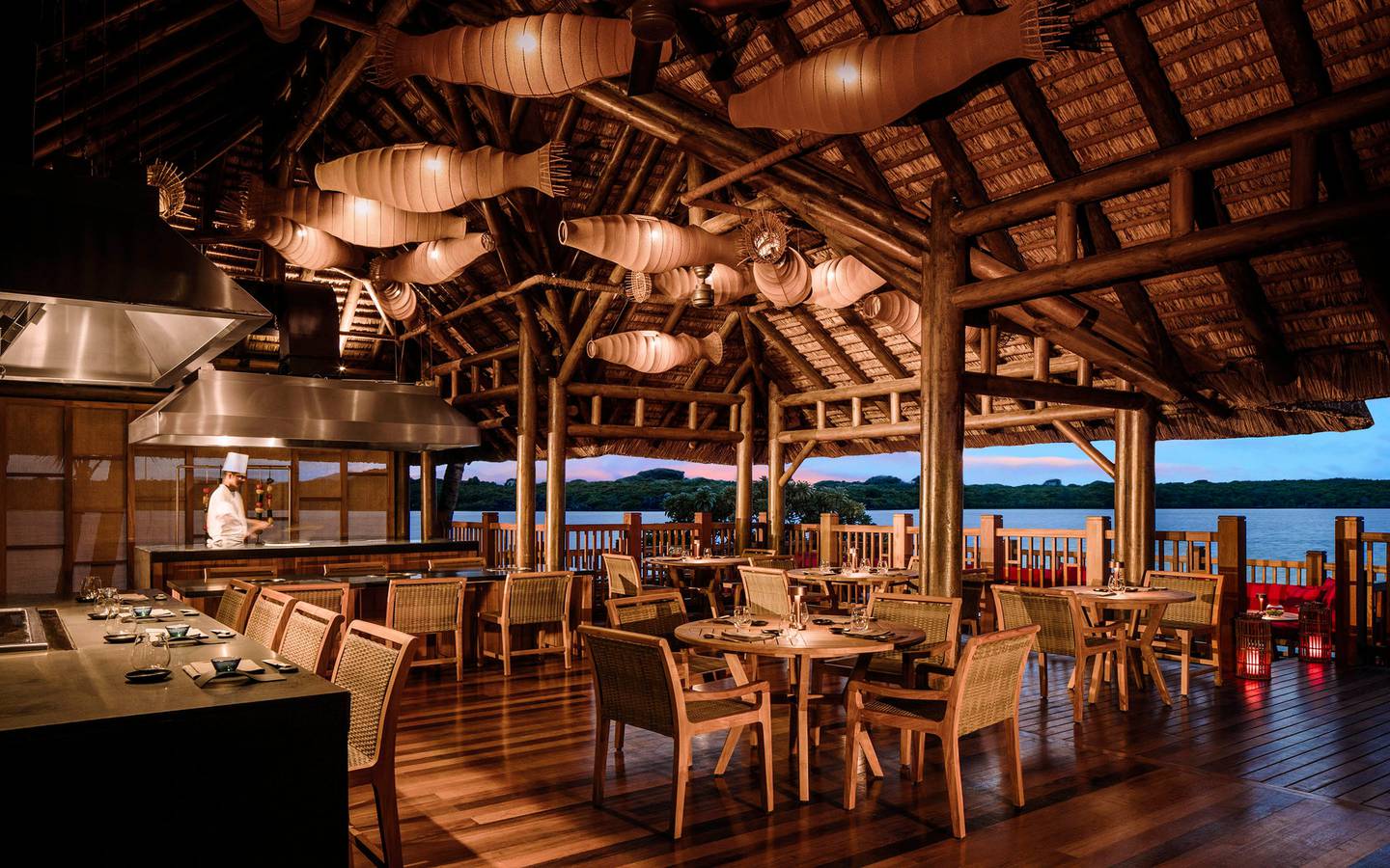 Tapasake at One&Only Le Saint Geran offers delicious tapas-style Asian eats set over a tranquil lagoon. Photo: Kerzner
