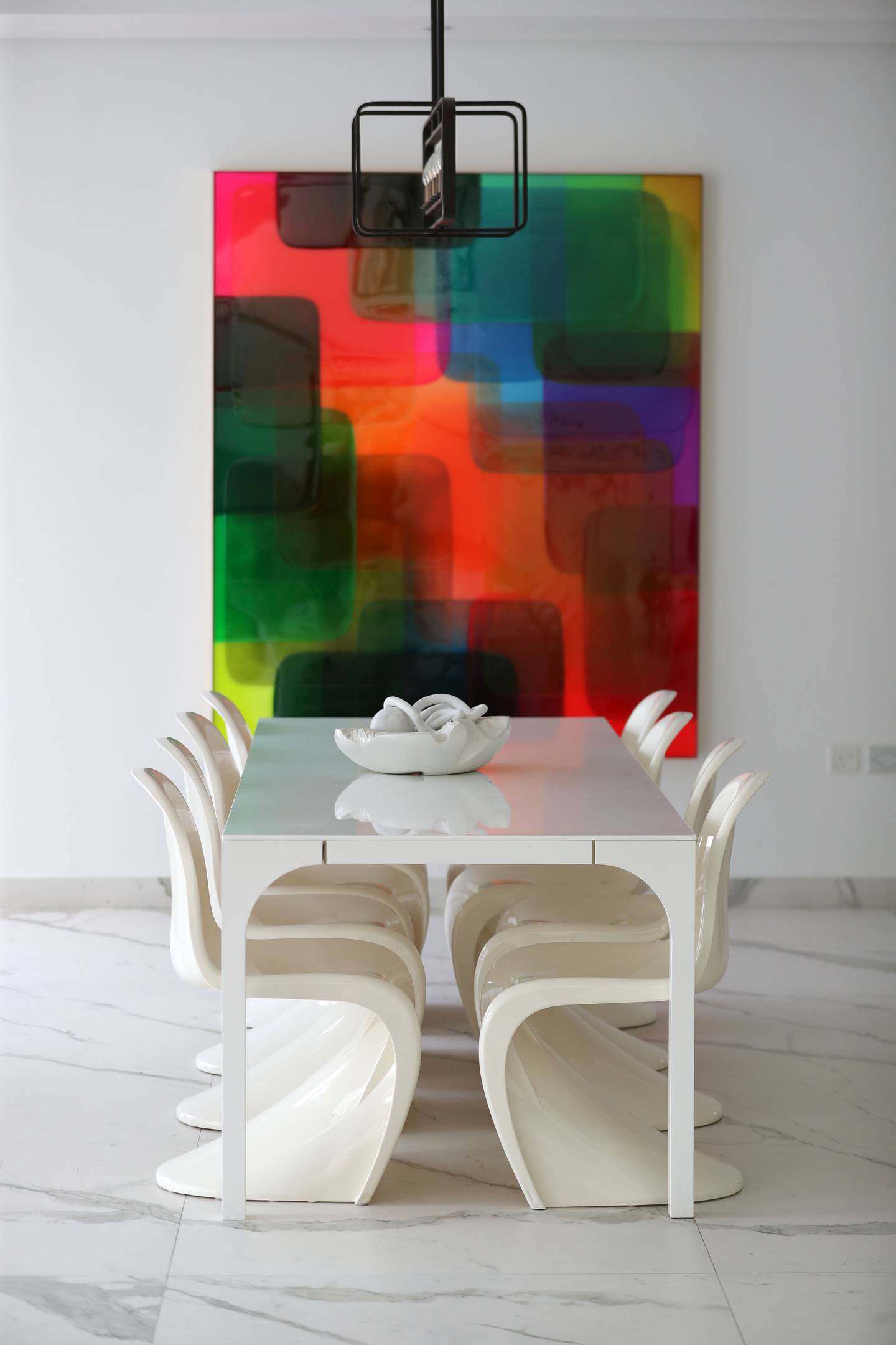 'Vibe' looms large above the dining table in artist Nat Bowen's home. Chris Whiteoak / The National