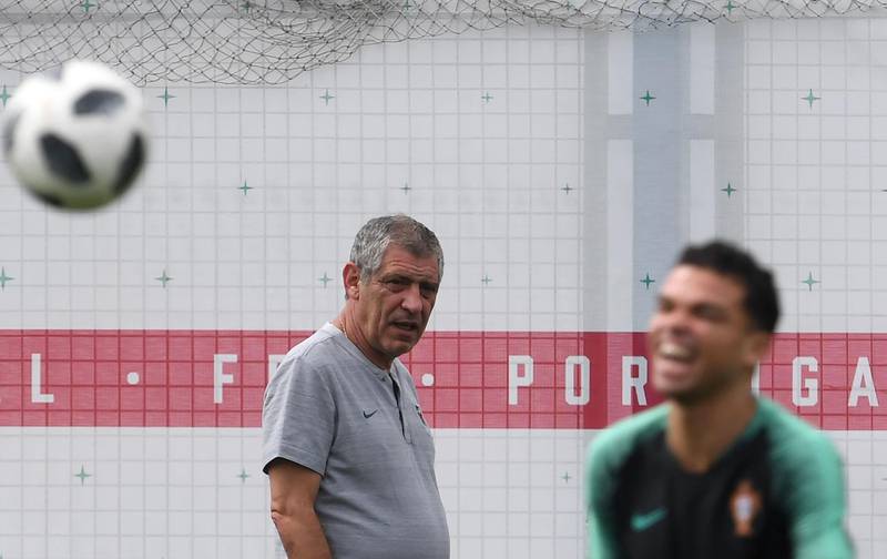 Portugal's coach Fernando Santos leads a training session at the team's base in Kratovo, outside Moscow, on June 19, 2018, on the eve of the Russia 2018 World Cup Group B football match between Portugal and Morocco. Francisco Leong / AFP