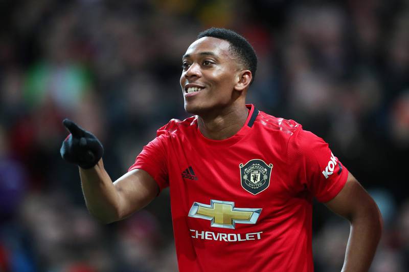 Anthony Martial celebrates after scoring Manchester United's third goal against Norwich City at Old Trafford on Saturday. Getty Images
