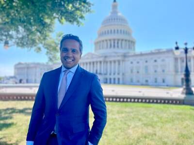CNN's chief congressional correspondent Manu Raju outside the US Capitol. Vanessa Jaklitsch for The National