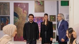 Jordan's Crown Prince Hussein and fiancee Rajwa Al Saif visit art workshop for the blind