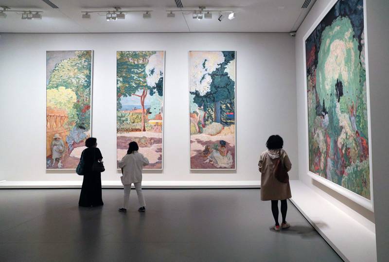 Visitors view French painter Pierre Bonnard's works at The Morozov Collection: Icons of Modern Art exhibition, at the Louis Vuitton Foundation in Paris. AFP