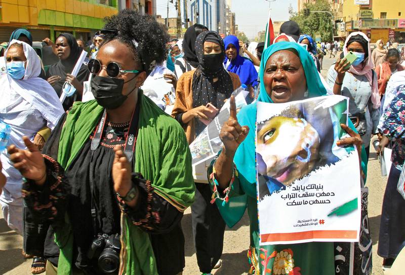The protest comes as Sudan faces economic free-fall. AFP