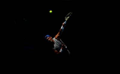 Rafael Nadal of Spain plays a shot during a practise session ahead of the 2019 Australian Open at Melbourne Park in Melbourne, Australia. Getty