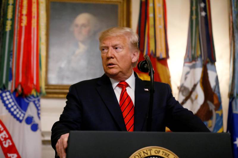 Donald Trump makes a statement at the White House on October 27, 2019. Reuters