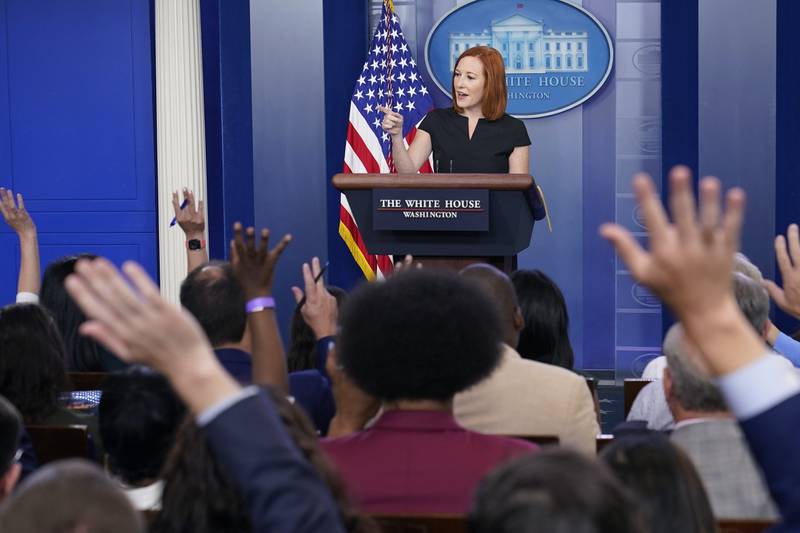 White House Press Secretary Jen Psaki holds her own with a tough press corp. AP