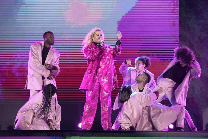 Rita Ora performs at The Assembly: A Global Teachers' Prize concert in Dubai. Courtesy: Global Education & Skills Forum