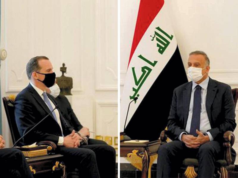 US National Security Coordinator for the Middle East and North Africa Brett McGurk meets Iraq's prime Minister Mustafa Al Kadhimi. Courtesy the Iraqi Prime Minister's Office
