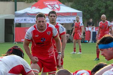 Aaron Persico playing for the Dubai Tigers on Friday during their defeat to Bahrain. Yalla Rugby