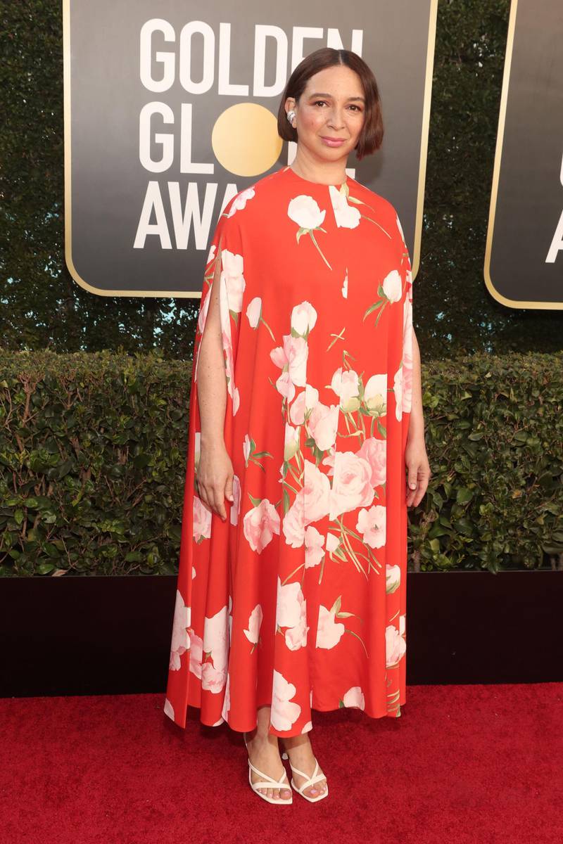 Maya Rudolph, in Valentino, attends the 78th annual Golden Globe Awards in Beverly Hills, California, on February 28, 2021. AFP