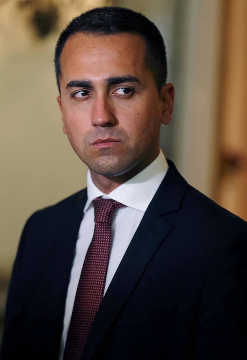FILE PHOTO: Italian Deputy PM Luigi Di Maio speaks during a news conference in Cairo, Egypt August 29, 2018. REUTERS/Mohamed Abd El Ghany/File Photo