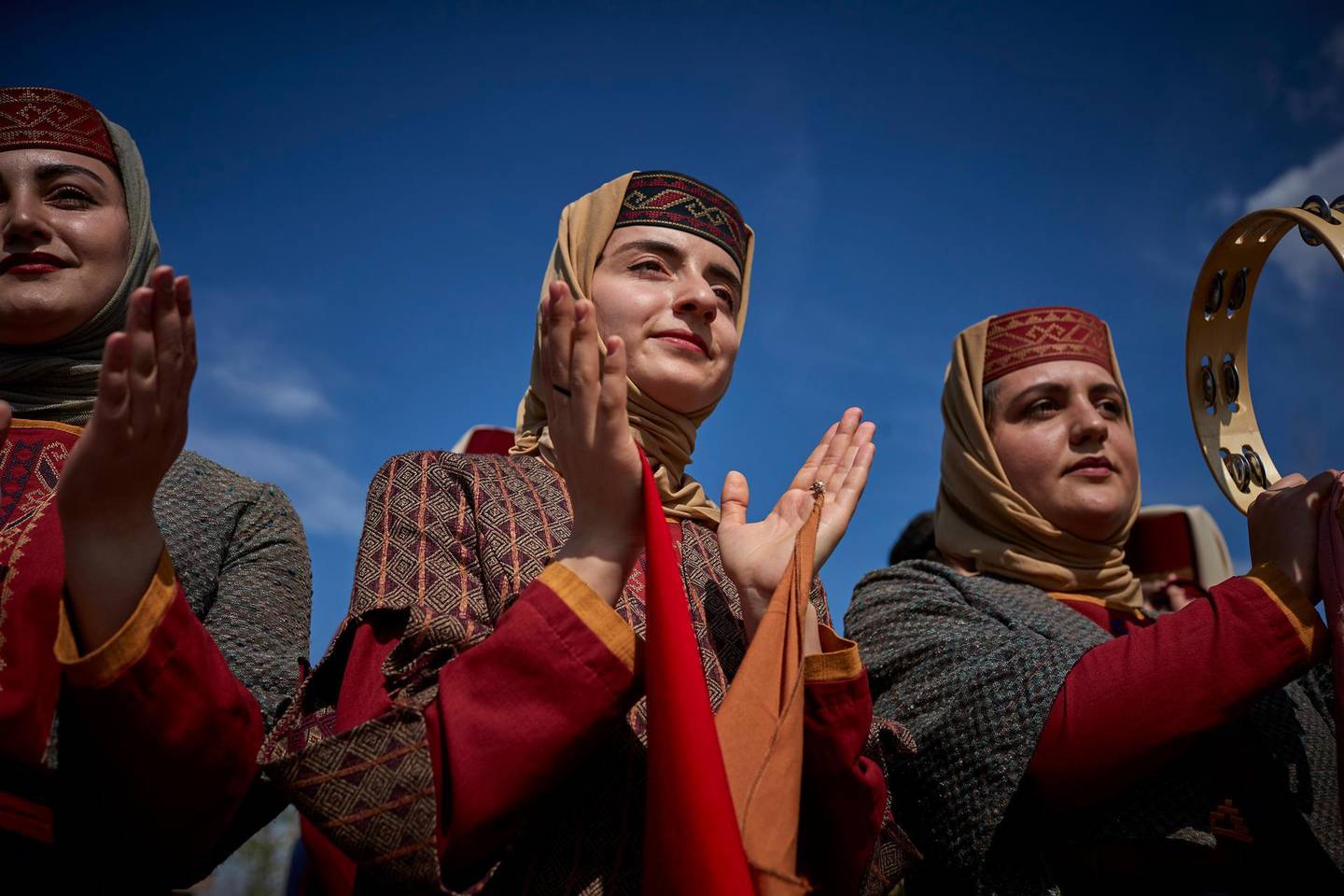 AKNALICH, ARMENIA - APRIL 14: Armenians mark the Yazidi New Year at the Quba Mere Diwane Temple, the worldÕs largest Yazidi Temple, on April 14, 2021 in Aknalich, Armenia. According to the 2011 census, there are 35,272 Yazidis in Armenia, making them Armenia's largest ethnic minority group. Photo by Kiran Ridley