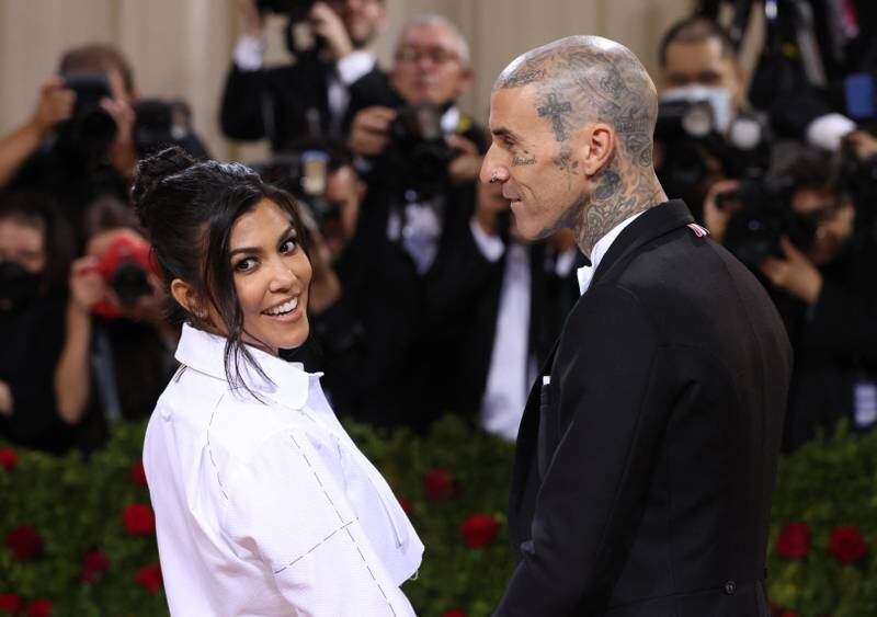 Travis Barker and Kourtney Kardashian arrive at the In America: An Anthology of Fashion themed Met Gala at the Metropolitan Museum of Art in New York City on May 2. Reuters