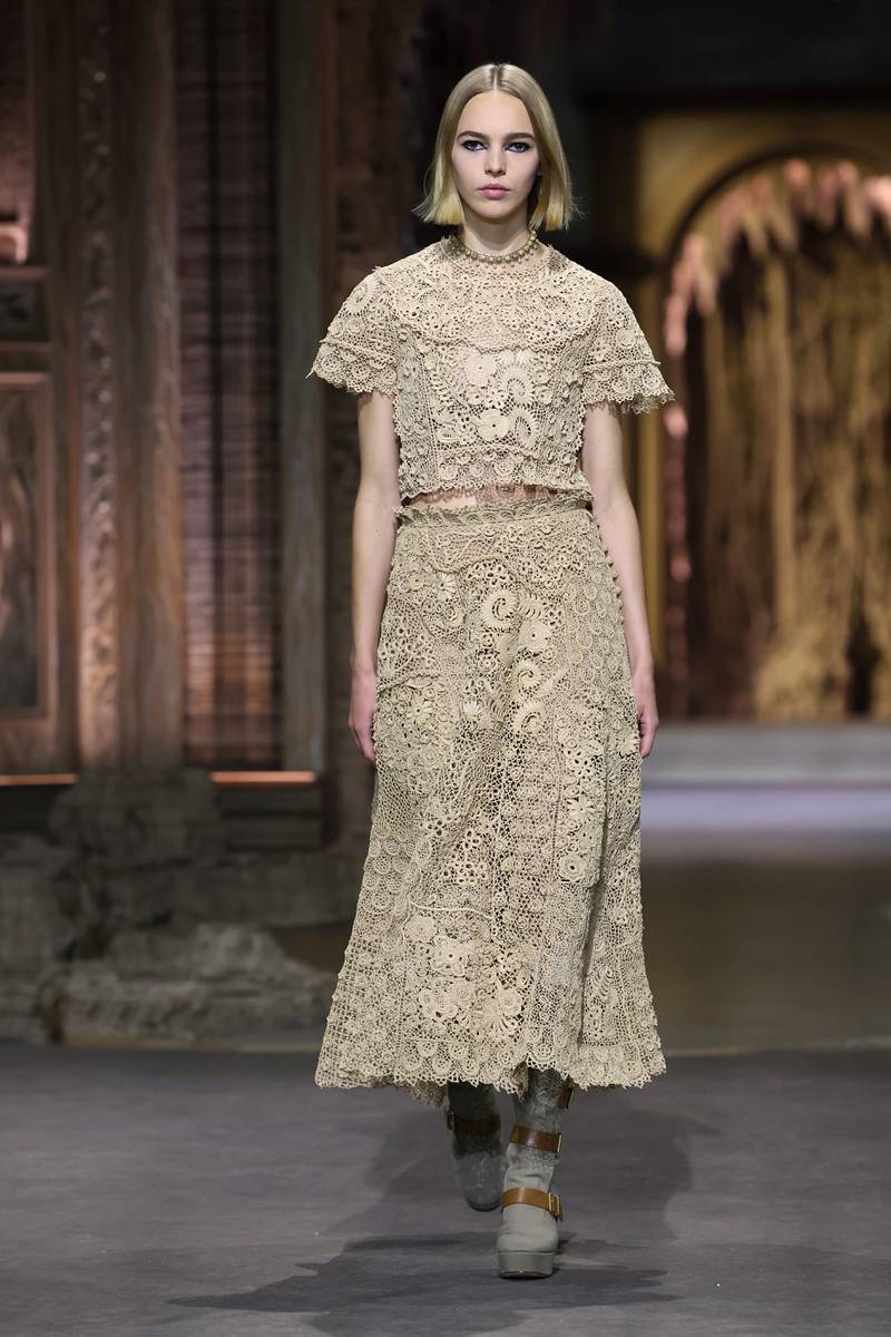 A dress pieced from hand-made lace. Getty Images