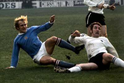 File photo dated 14-11-1970 of Manchester City's Francis Lee, left, and Derby County's Dave Mackay battle for the ball in a match in 1970. PA