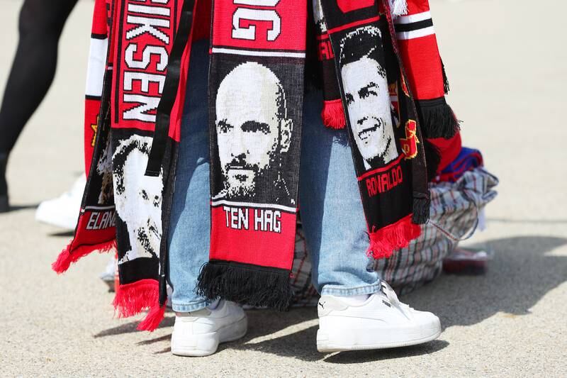 Manchester United scarves on display Old Trafford. getty